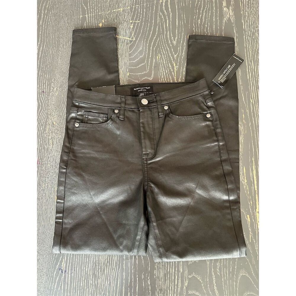 Banana Republic Women's High Rise Skinny Coated Jeans Black Size 0